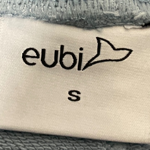 Eubi Avocado Patch Lounge Sweat Shorts Blue Size Small Cotton Zip Pockets - Picture 8 of 9